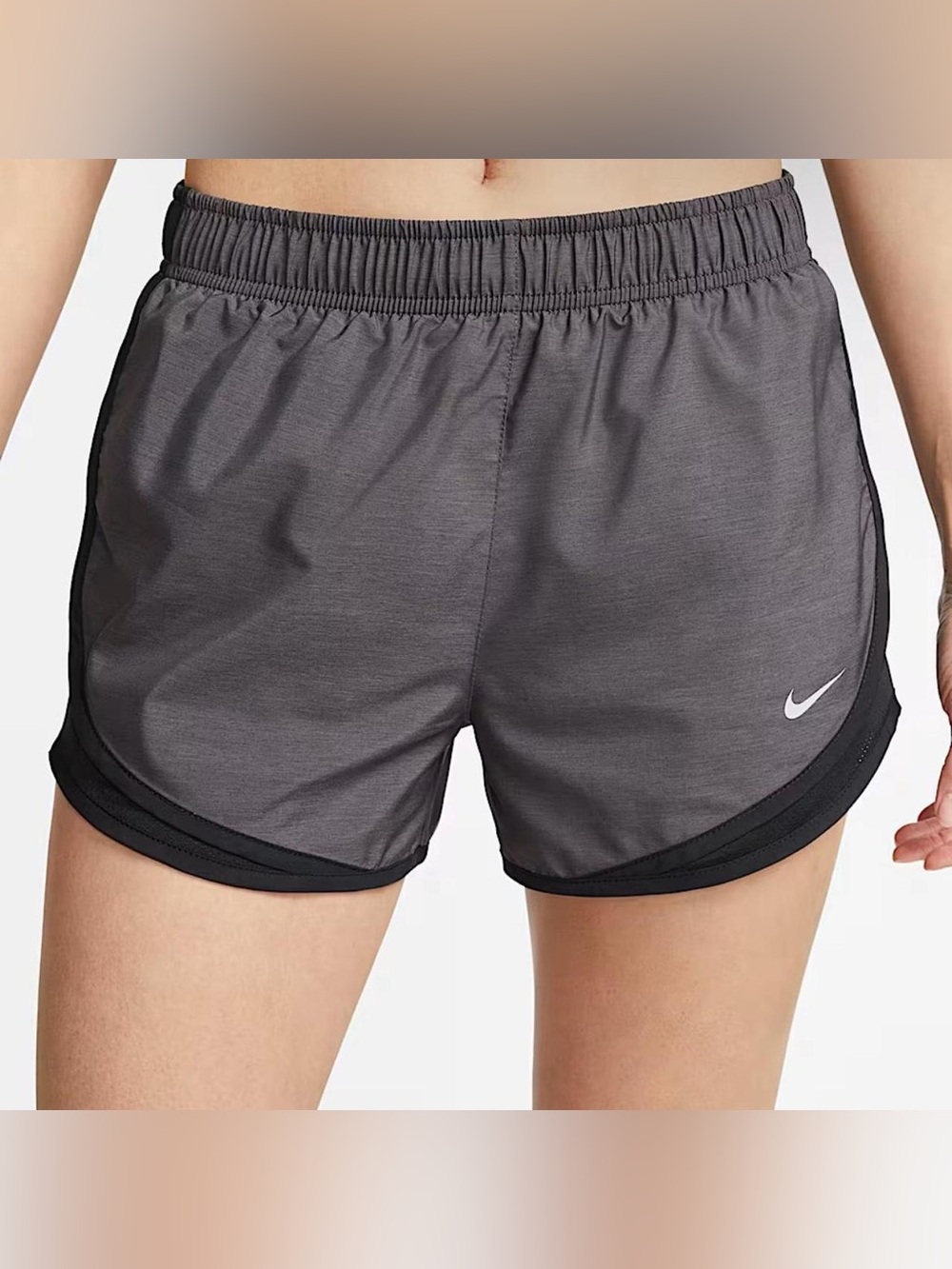 Nike Tempo Women's Dri-FIT Mid-Rise Brief-Lined Running Shorts Gray Black Small
